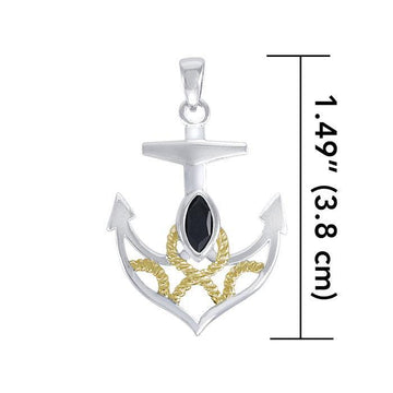 Hold on to your life's rope and anchor ~ Sterling Silver Jewelry Pendant with 14k Gold accent MPD4049 - Jewelry